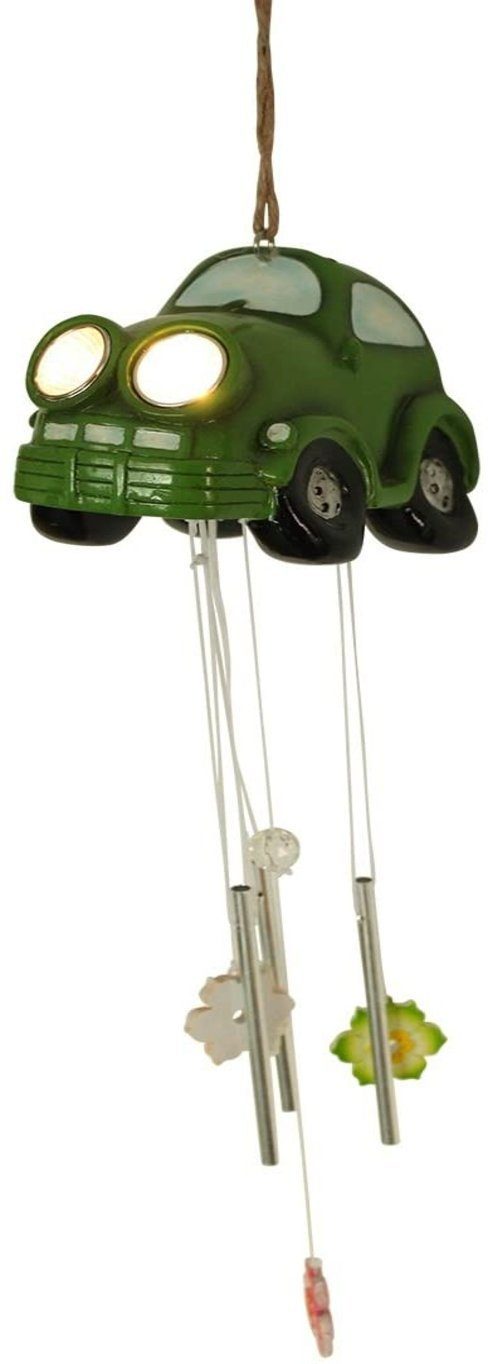Solar Windspiel "Crazy Car", LED Leuchte, Gartendekoration, Klangspiel