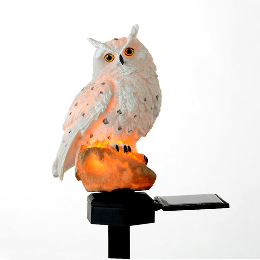 Solarleuchte "Schneeeule", Gartendekoration Winter, energiesparende LED-Technik