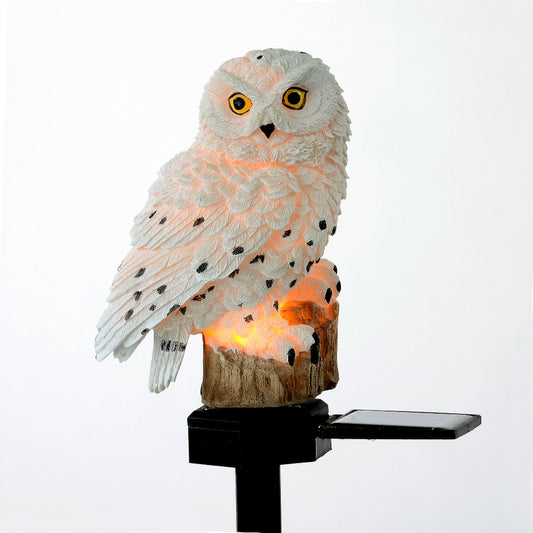 Solarleuchte "Schneeeule", Gartendekoration Winter, energiesparende LED-Technik