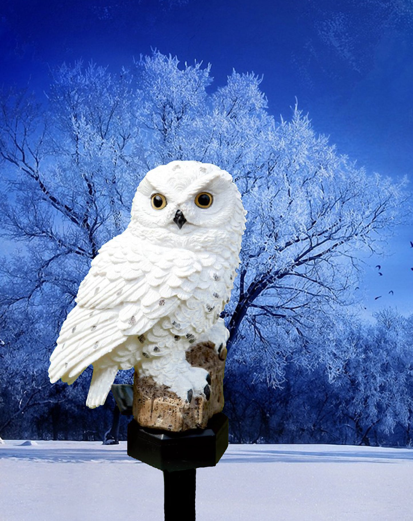 Solarleuchte "Schneeeule", Gartendekoration Winter, energiesparende LED-Technik