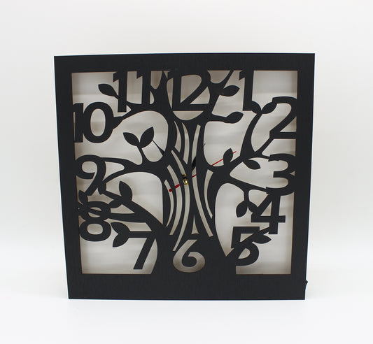 Holz LED Wanduhr "Baum", Wohn-Accessoire, Deko, Stimmungslicht, Design Wandobjekt