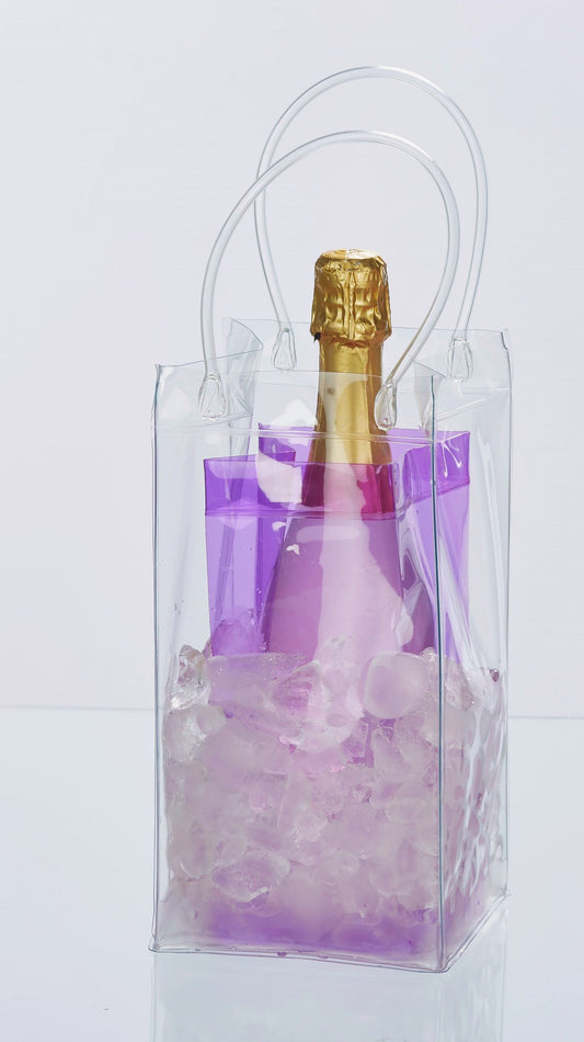 Flaschenkühler Eistasche, Weinkühler, Getränkekühler Garten, Sektkühler, 2er Set, lila