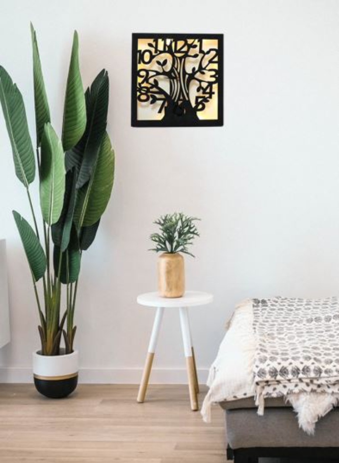 Holz LED Wanduhr "Baum", Wohn-Accessoire, Deko, Stimmungslicht, Design Wandobjekt