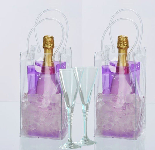 Flaschenkühler Eistasche, Weinkühler, Getränkekühler Garten, Sektkühler, 2er Set, lila