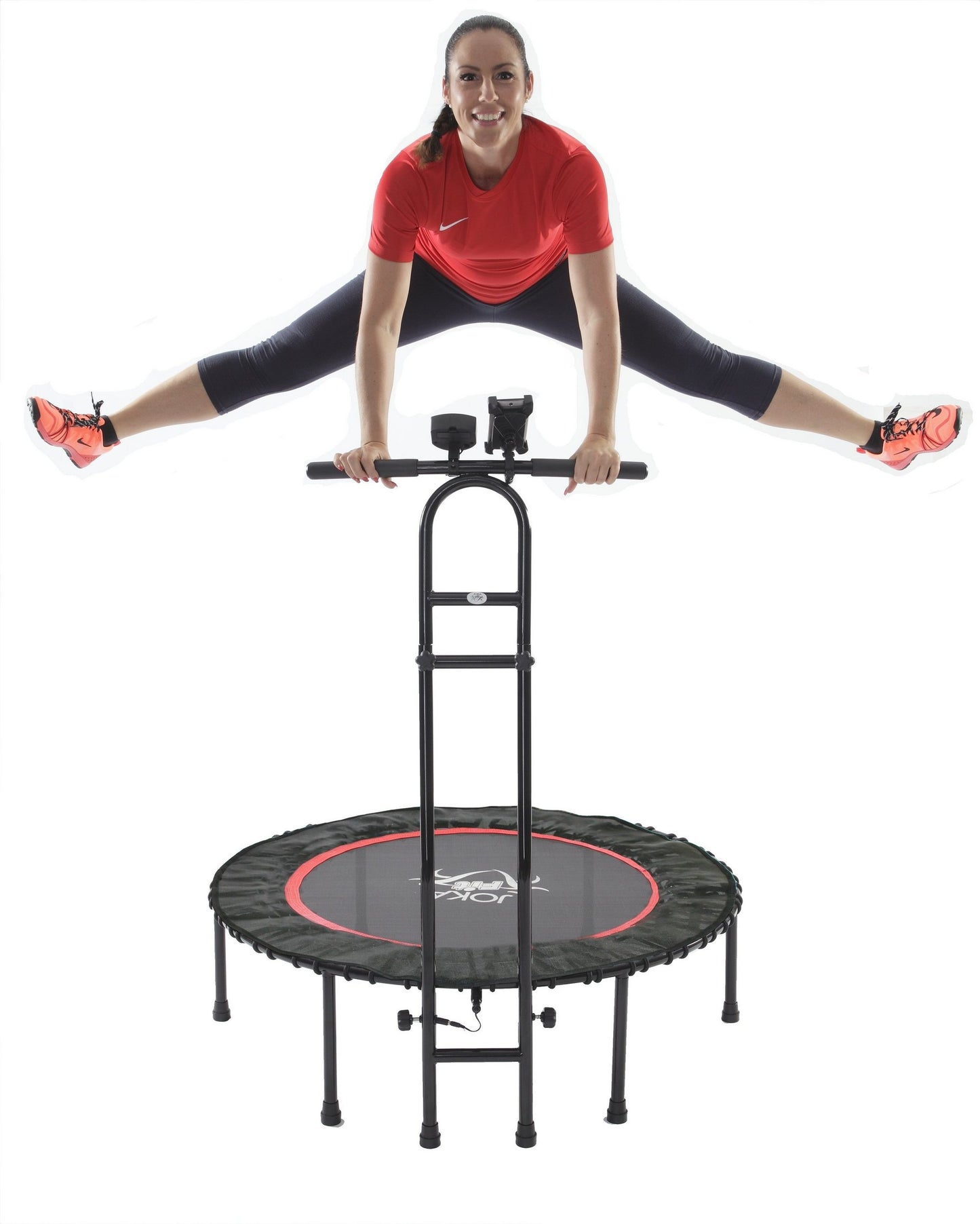 JOKA Fit Fitnesstrampolin 2.0, Ø 110 cm, mit abnehmbarer Haltestange, inkl. Workout-DVD