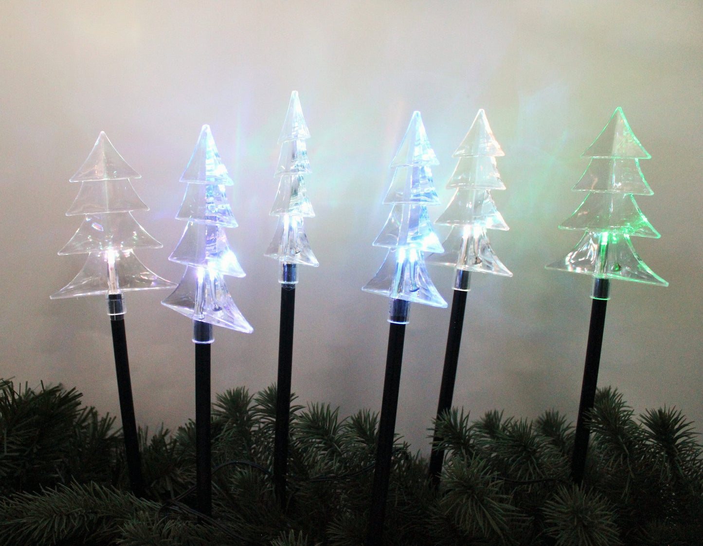 Solar LED Außenbeleuchtung "Weihnachtsbäume", 6tlg., integrierter Farbwechsel, Winterdeko Garten