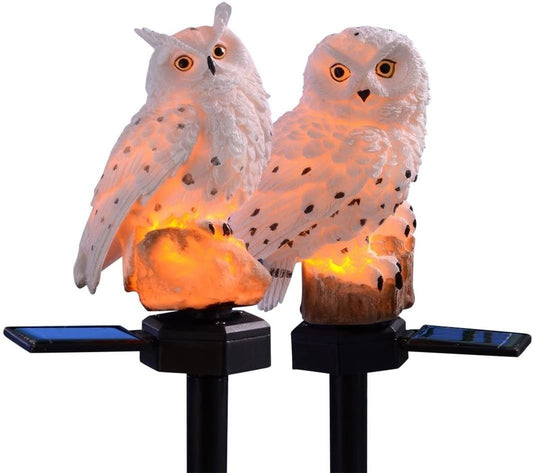 Solarleuchte "Schneeeule", 2er Set, Gartendekoration, Winter, energiesparende LED-Technik