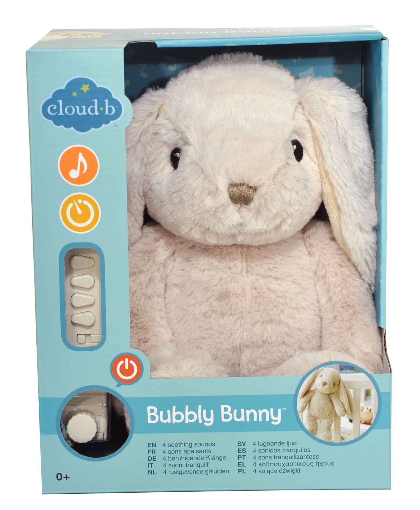 cloud b Bubbly Bunny, Einschlafhilfe, Plüschtier, Kuscheltier, Wiegenlied, Baby-Spielzeug