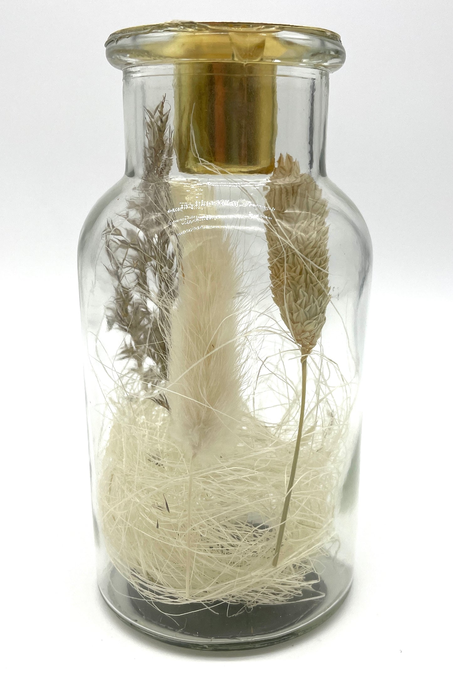 Teelichthalter im Glas, Motiv Trockenblumen, Dekoration