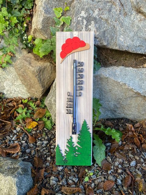 Schwarzwald Thermometer "Juliane" große Variante, modern, Holz!