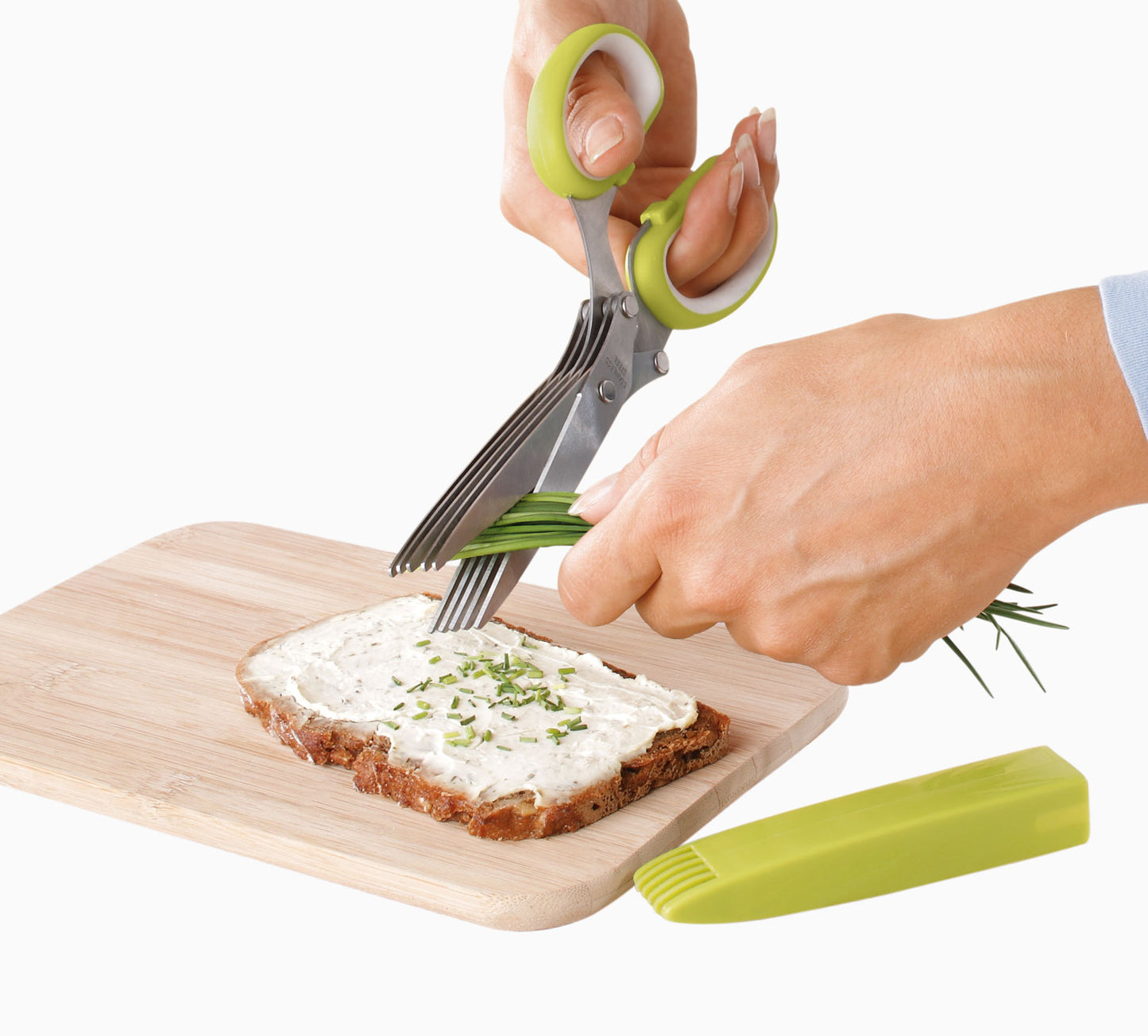 Kräuterschere mit 5fach-Klinge und Reinigungskamm, Küchenhelfer