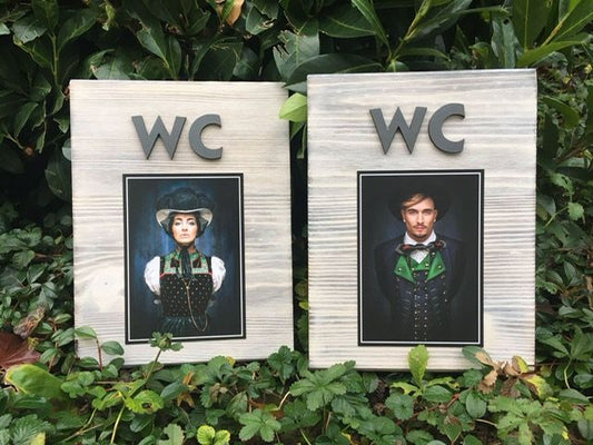 Schwarzwaldbretter WC 2er-Set "Oskar", modern, Motive von Sebastian Wehrle, Deko!