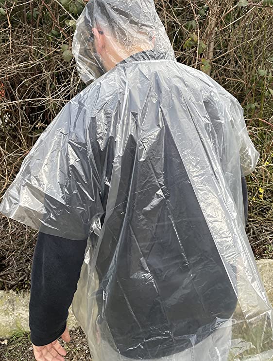 Regenponcho Einweg mit Kapuze für Kinder 6 Stück Einheitsgrösse 77x104cm