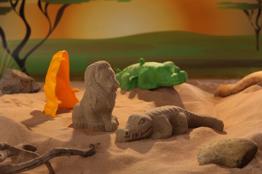 3D Sandformen Löwe und Krokodil (2er Set), Sandfigur, Modellier-Set, Kreativ-Spiel, made in Germany