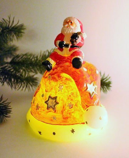 LED-Kerze LED Kerze "Weihnachtsmann auf Nikolausmütze"