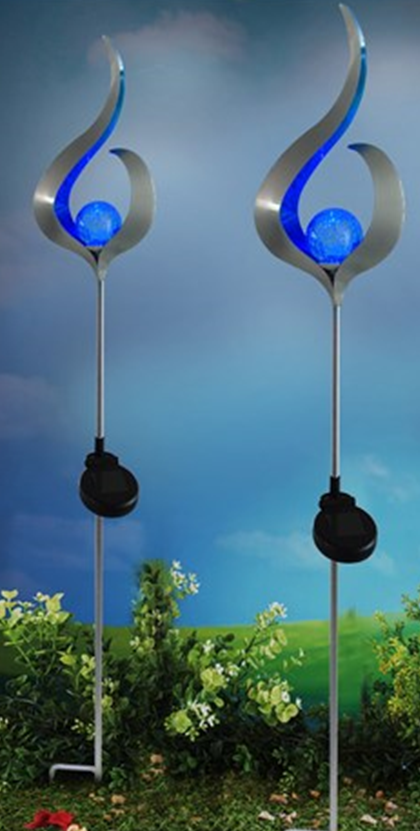 Solar Metall Deko-Objekt "Blue Wave", Gartenleuchte, LED Lampe, Dämmerungssensor