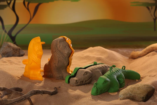 3D Sandformen Löwe und Krokodil (2er Set), Sandfigur, Modellier-Set, Kreativ-Spiel, made in Germany
