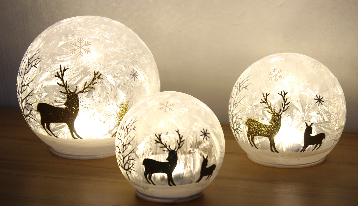 LED Kugelleuchte "Winterwald", 3tlg., Weihnachtsbeleuchtung, Weihnachtsdeko, Stimmungslicht