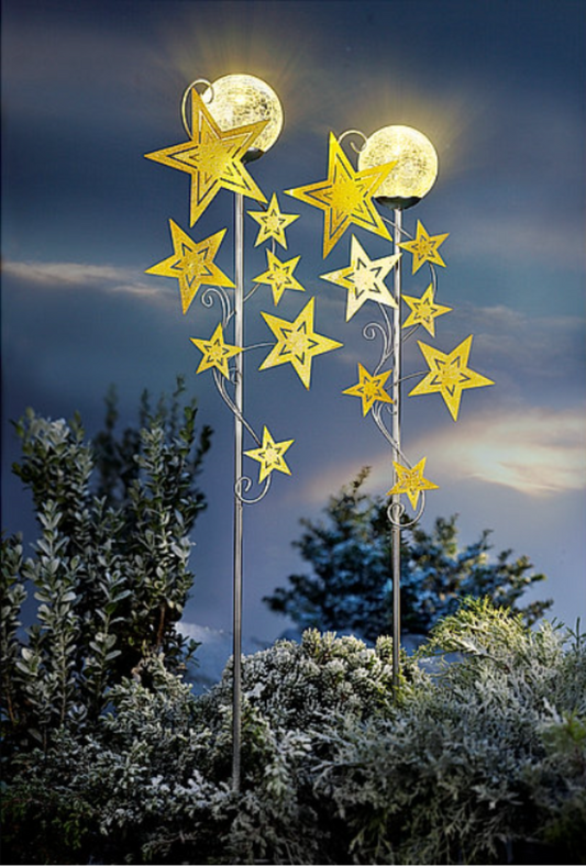 LED Gartenstecker "Sternenzauber", 2tlg., Außenbeleuchtung, Winterdekoration, Weihnachtsdekoration Garten