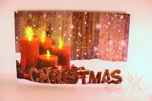 LED Leinwandbild Adventskerzen im Schnee, Weihnachtsdeko, Stimmungslicht