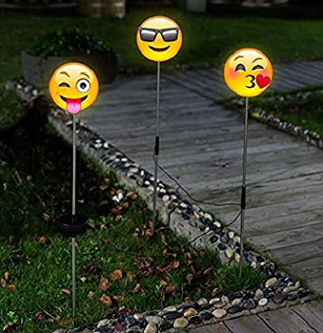 Solar Gartenstecker "Happy Face", 3tlg., LED Leuchte, Lampe, Gartenleuchte