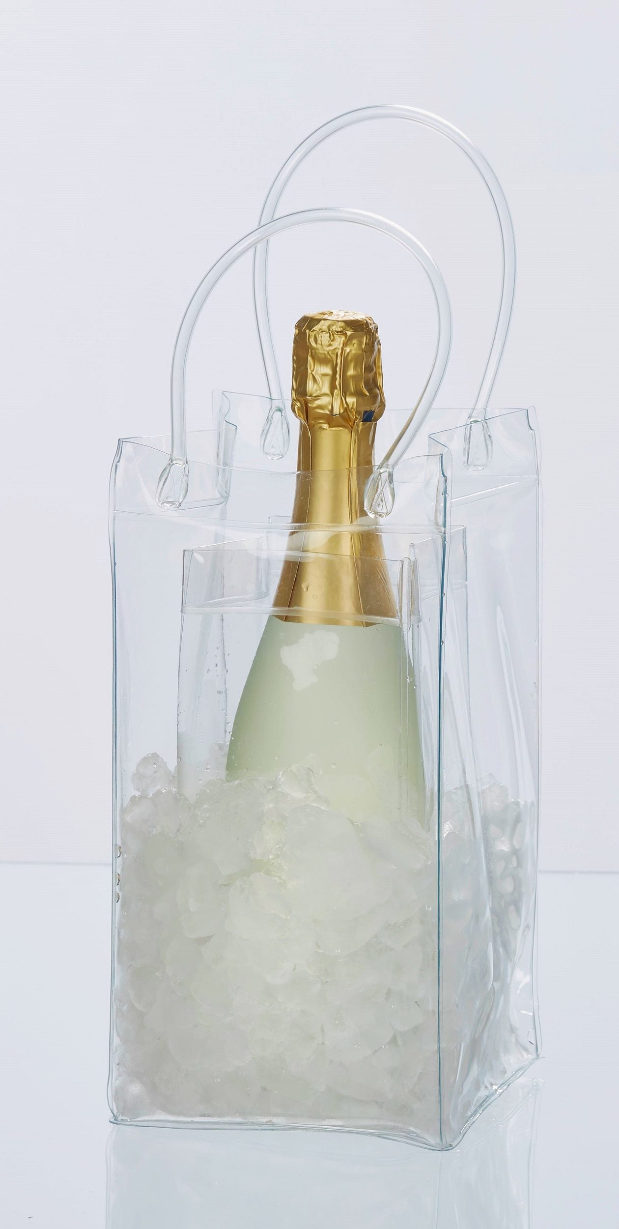 Flaschenkühler Eistasche, Weinkühler, Getränkekühler Garten, Sektkühler, 2er Set, transparent