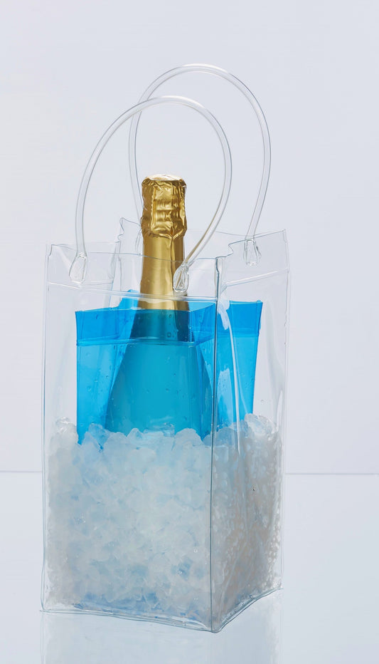 Flaschenkühler Eistasche, Weinkühler, Getränkekühler Garten, Sektkühler, 2er Set, blau