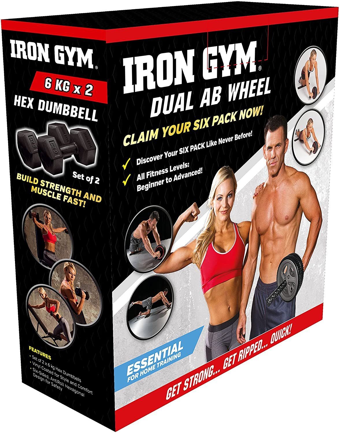 Iron Gym Dual Ab Wheel, AB Roller, Sixpack Trainer, Bauchmuskeltrainer