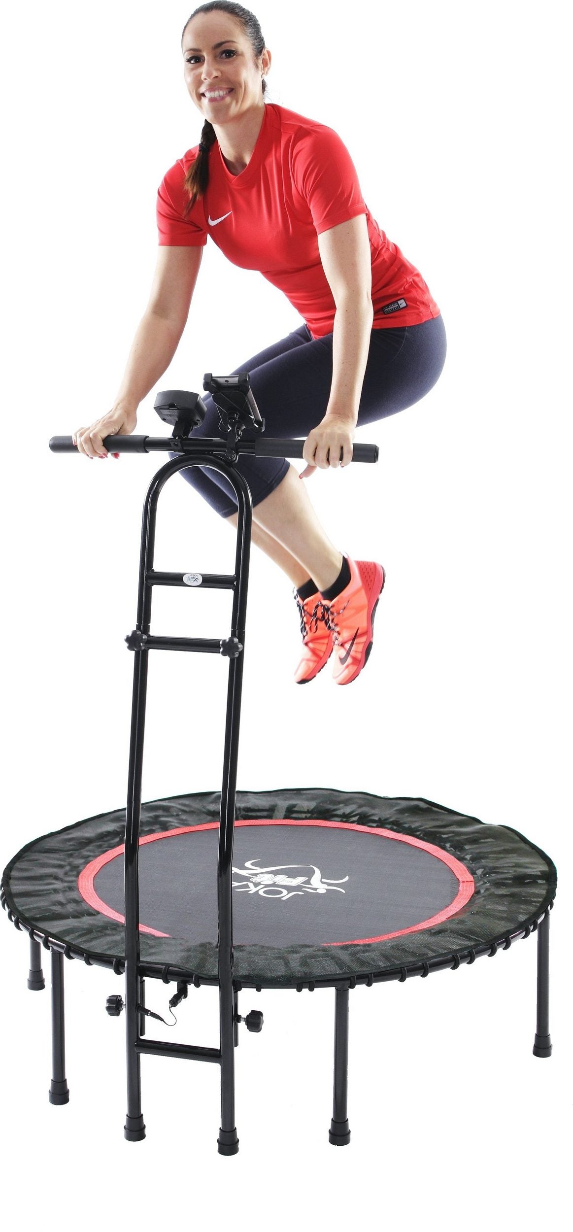 JOKA Fit Fitnesstrampolin 2.0, Ø 110 cm, mit abnehmbarer Haltestange, inkl. Workout-DVD