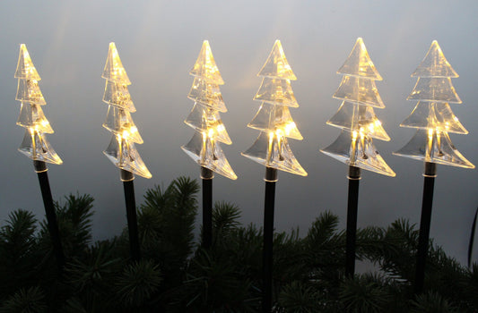 LED Außenbeleuchtung "Weihnachtsbaum", 6tlg. Winterdekoration, Gartendekoration, Batteriebetrieb