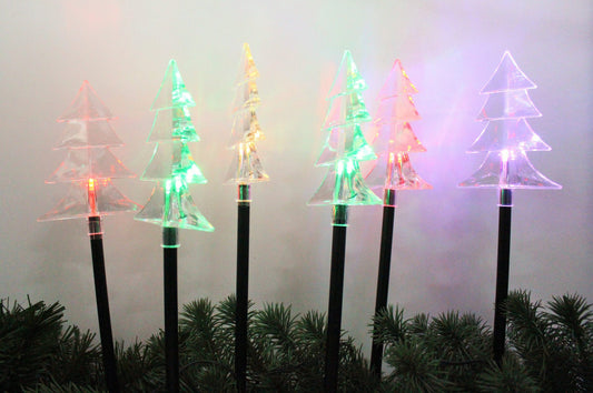 Solar LED Außenbeleuchtung "Weihnachtsbäume", 6tlg., integrierter Farbwechsel, Winterdeko Garten
