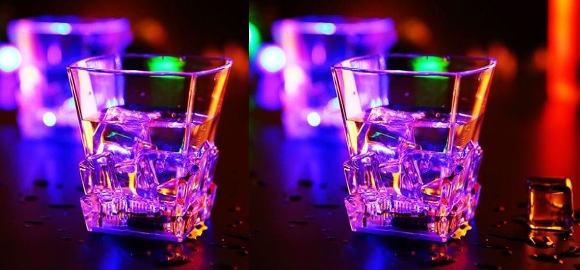 LED Whiskey-Glas, 2er Set, Bar- und Partyzubehör, LED-Farbwechsel, Geburtstagsfeier