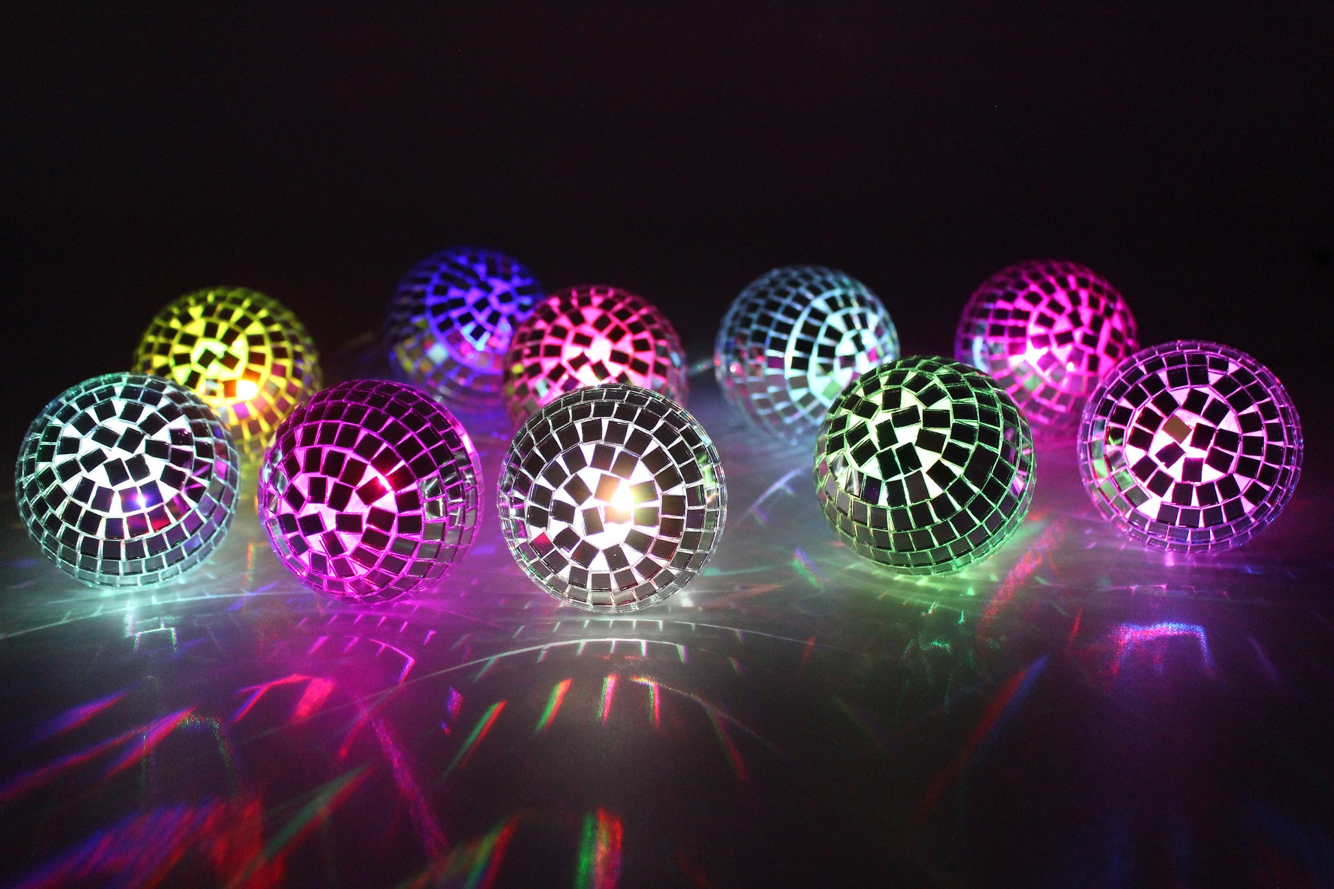 LED Lichterkette Discokugeln, 10flammig, Party- und Geburtstagsdeko, –  Luna24