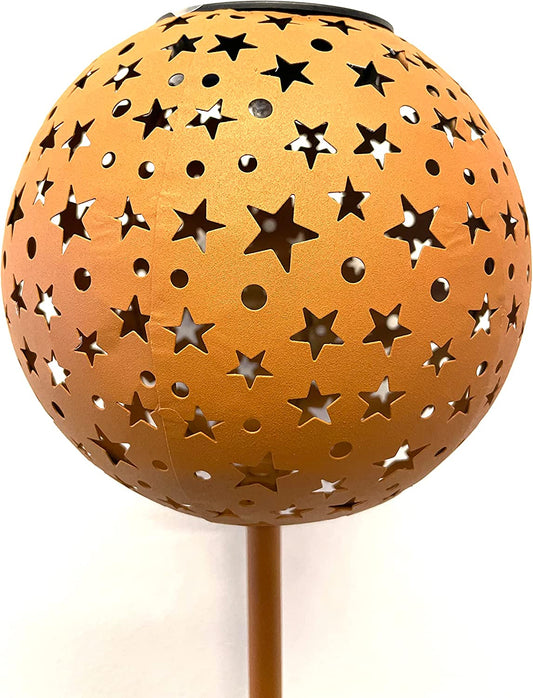 Solar Metall-Leuchte Stars, Rostoptik, Solar-Gartenbeleuchtung, 53 cm hoch Ø 18 cm