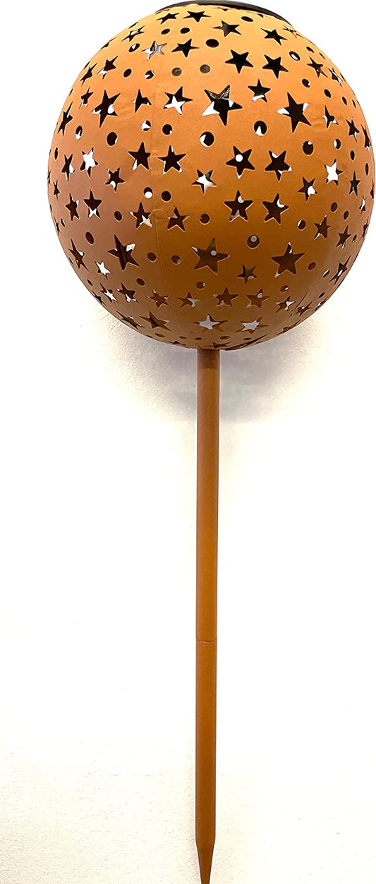 Solar Metall-Leuchte Stars, Rostoptik, Solar-Gartenbeleuchtung, 53 cm hoch Ø 18 cm