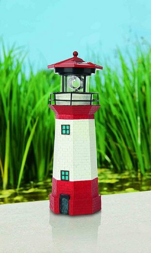 Gartenleuchte Solarleuchte Leuchtturm rot, mit drehendem Spiegel.