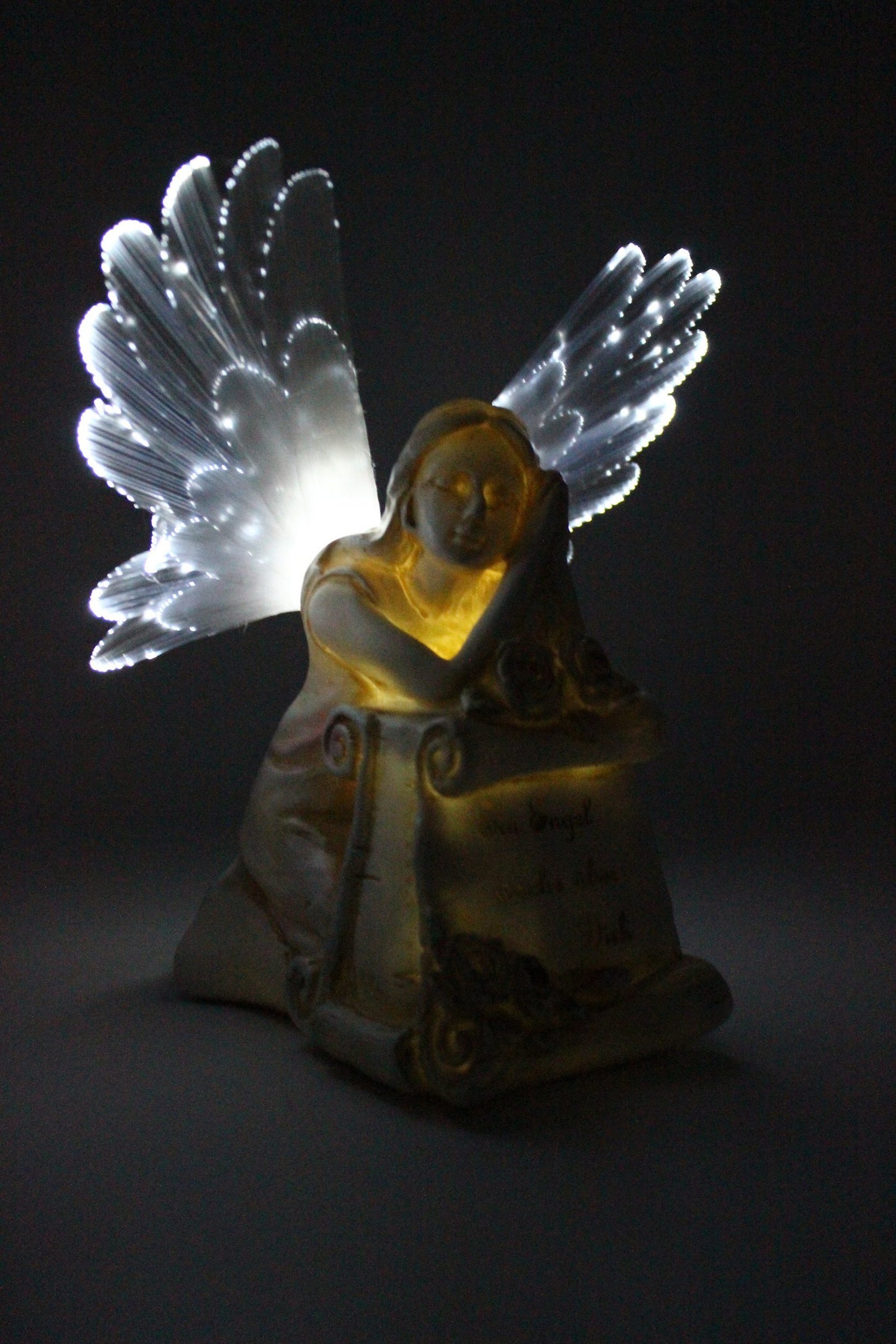 Solarleuchte Engel der Verträumtheit, Farbe Beige, Höhe ca. 21 cm, Solardekoration, Grabdekoration