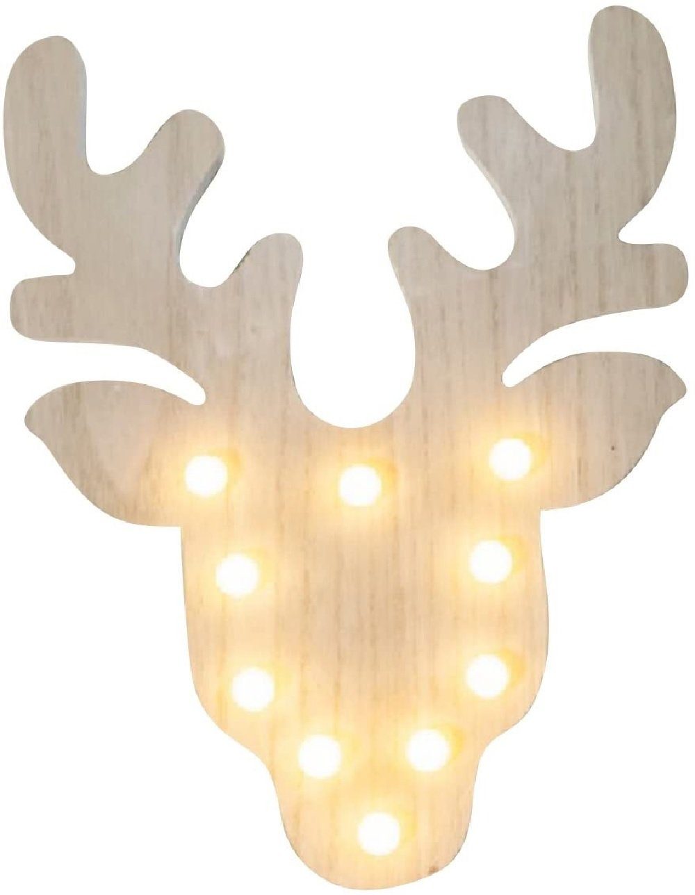 LED Wandbild "Hirsch", Wand-Deko, Weihnachts- und Winterbeleuchtung, Holz Dekoration