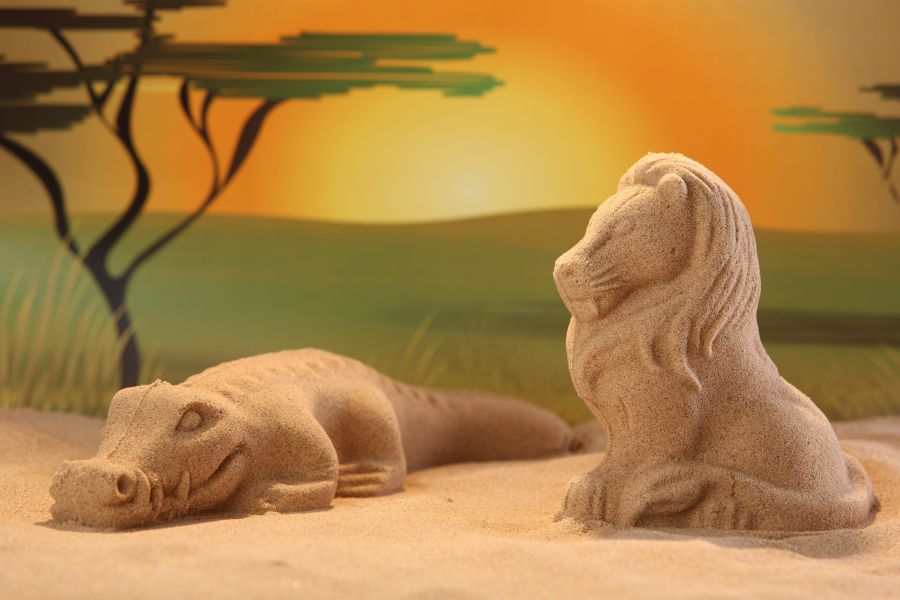 3D Sandformen Löwe und Krokodil (2er Set), Sandfigur, Modellier-Set, Kreativ-Spiel, made in Germany
